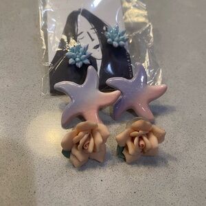 Starfish, Succulent and Rose Earrings